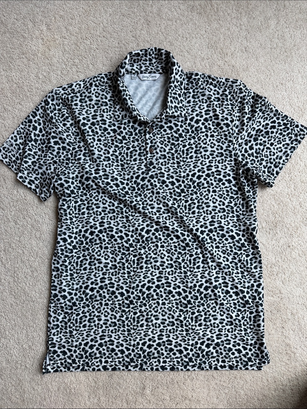 Kenny Flowers Black & White Leopard-Print Short-Sleeve Polo